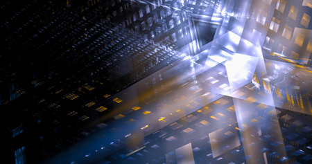 Computer generated abstract tehnology image. Three-dimensional 3D fractal textureの写真素材