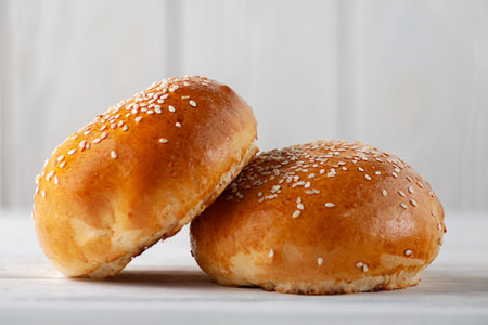 Homemade baking. Fresh fragrant homemade burger buns.