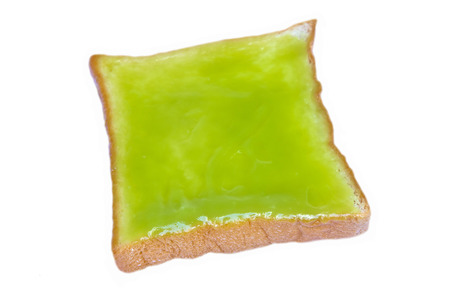 white bread with Pandan Custard on the white background