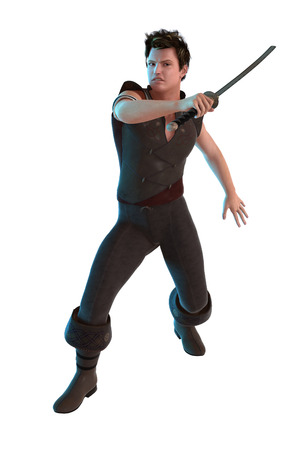 Warrior with Sword from Half-Sideの写真素材