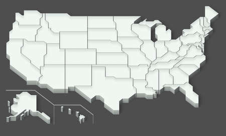 USA map state division, 3d illustrationの写真素材