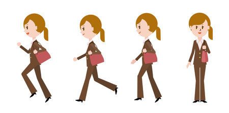 Businesswoman with bag (run, walk)のイラスト素材