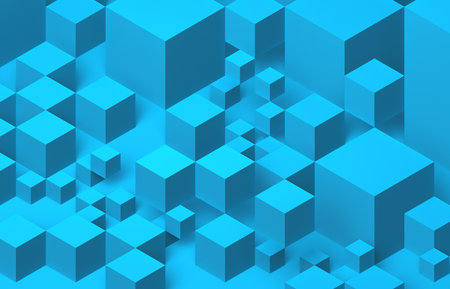 Abstract blue background with cubes. 3d render. 3d illustrationの写真素材