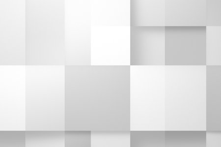 White abstract background. Misty backdrop with grey squares. 3d renderの写真素材