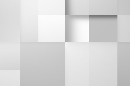 White and gray abstract background with squares. 3d render illustration.の写真素材