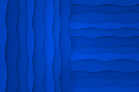 Abstract blue background with wavy paper layers. 3d render illustrationの写真素材