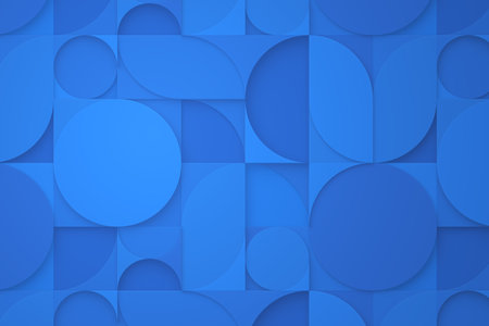 Abstract blue background with circles. 3d rendering, 3d illustration.の写真素材