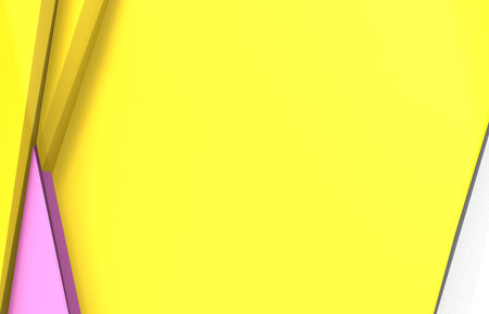 3d rendering of abstract geometric shapes in yellow and pink colors backgroundの写真素材