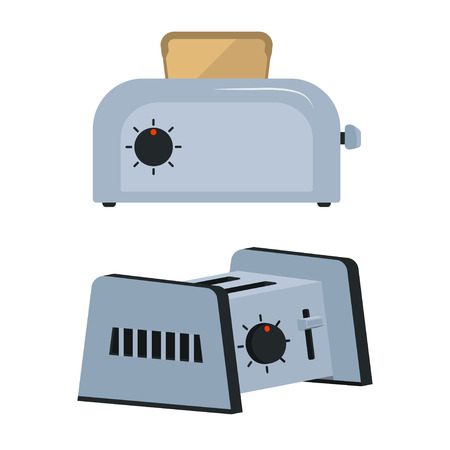 Set toaster on white backgroundのイラスト素材