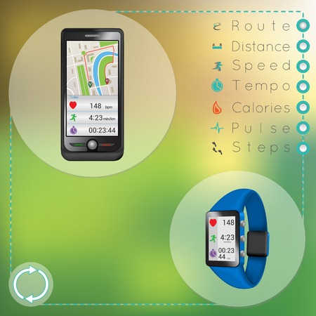 Smartphone and smart fitness watch during synchronizationのイラスト素材