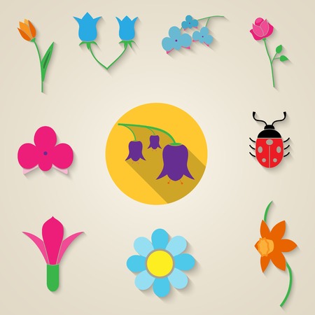 flowers icon set on a gray backgroundのイラスト素材