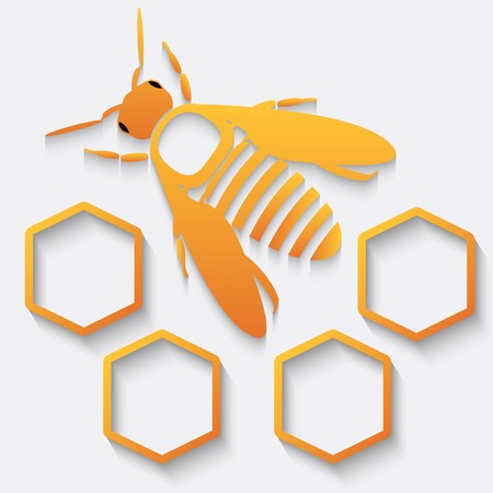 Icon bee and honeycomb. Vector illustrationのイラスト素材