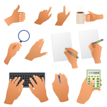 Hands gestures isolated on white backgroundのイラスト素材