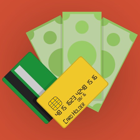 Vector Credit Cards and Money Icon isolated on white backgroundのイラスト素材