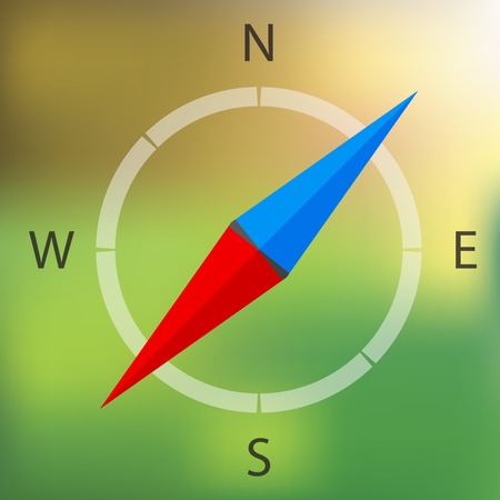Vector compass icon - illustration on a blurred backgroundのイラスト素材
