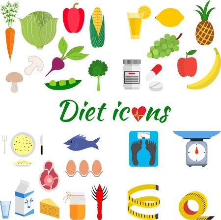 Healthy lifestyle, a healthy diet and daily routine. Vector flat illustration.のイラスト素材