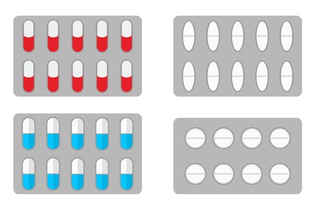 Packs of pills isolated on white background - Isolated on white backgroundのイラスト素材