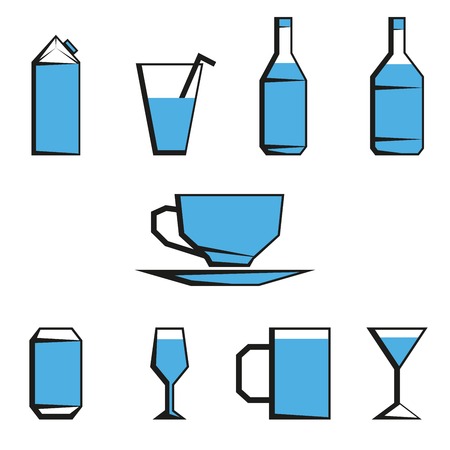 beverages icon set - stock vector illustration