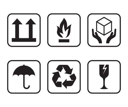 Vector set of symbols for packaging of cardboard boxes.のイラスト素材