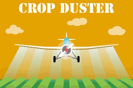 Crop duster airplane spraying a farm field.のイラスト素材