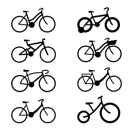 bicycle icon set with shadow on a grey backgroundのイラスト素材
