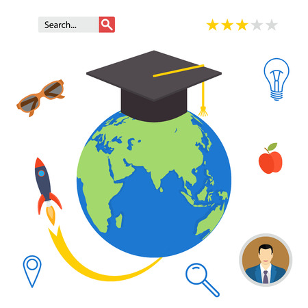 Set icons for education, online education, professional education in flat design styleのイラスト素材