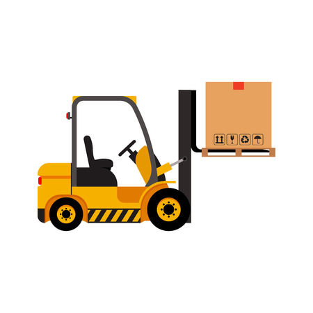 Vector forklift truck with lifted cardboard boxの写真素材