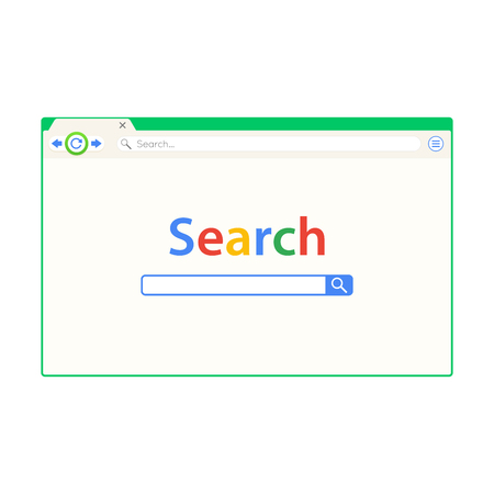 Green cute browser window vector illustration. Web browser in flat style with long shadow.のイラスト素材