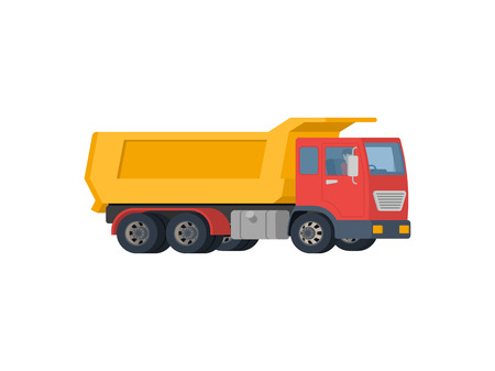 Yellow dump truck with red cabinのイラスト素材