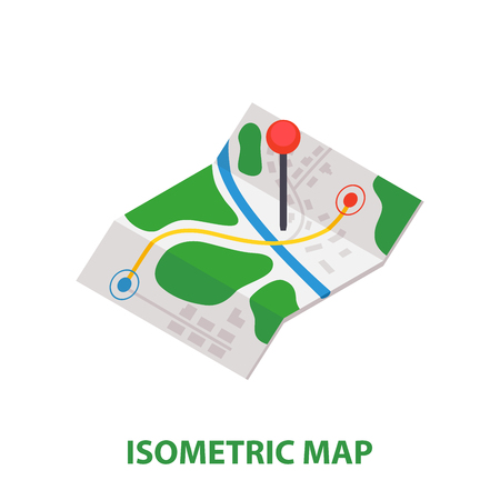 Isometric Delivery Map with Pin iconのイラスト素材