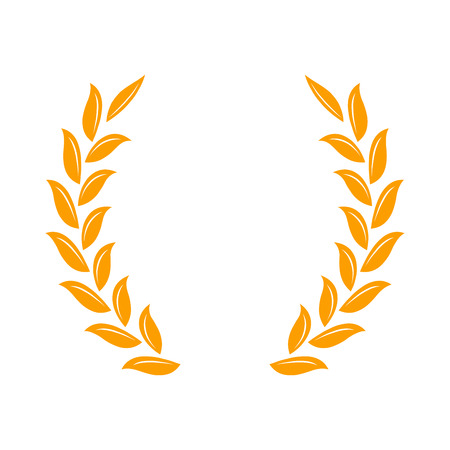 Gold laurel wreath - a symbol of the winner. Wheat ears icon.のイラスト素材