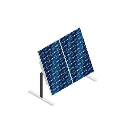 Isometric Solar Panels Isolated on White Background. Vector.