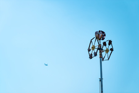 The decorative windmill attached to the top of the pole on which koinobori, CARP Streamer (Japanese culture) [carp streamers, are raisedの写真素材