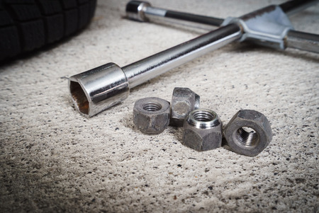 Lug Wrench and nutの写真素材