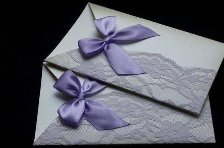 wedding invitation on black backgroundの写真素材