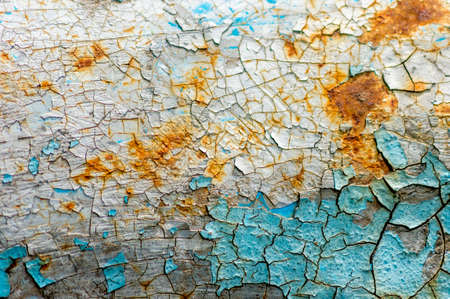 Blue painted metal with rust textureの写真素材