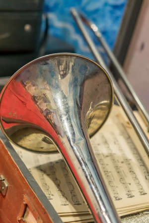 old trumpet closeup