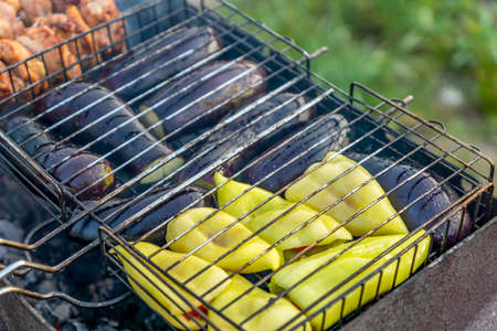 grilled vegetables paprika and eggplantの写真素材