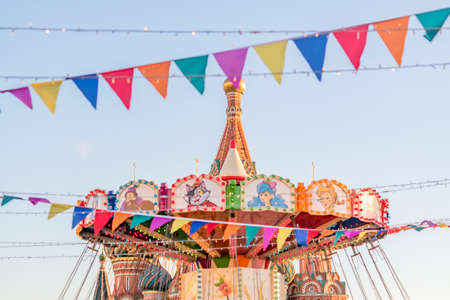 French carousel in a holiday park.の写真素材