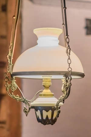 retro styled chandelier on ceilingの写真素材