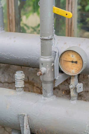 Air pressure gray pipes and Display monitor in old condition
