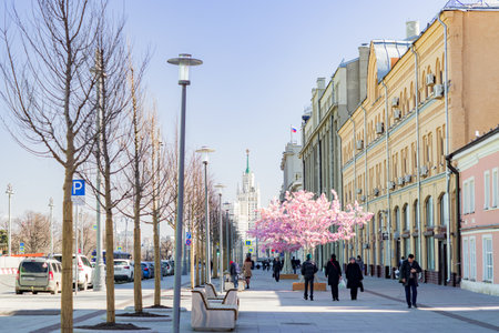 Moscow, Russia - April 11, 2018: View of Novya Squeare in moscowのeditorial素材