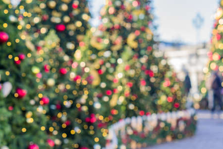 abstract blurred lights on background in blue, purple, orange colors. - christmas celebration conceptの写真素材