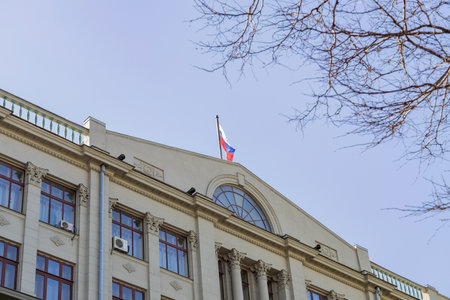 Moscow, Russia - April 11, 2018: Administration of President of the Russian Federation on Varvarka St.のeditorial素材