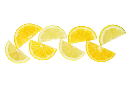 citrus slice, oranges and lemons halves isolated on white background, clipping path