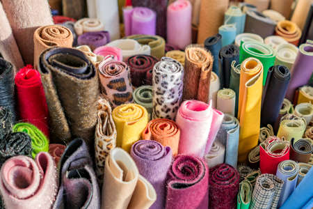 Assortment of natural fabrics and textiles. DIY materiials for craft and scrapbooking. Sewing...