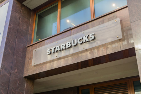 Moscow, Russia - March 03, 2019: Starbucks Coffee Shop Logo. Worldwide Coffee company and coffeehouse chainのeditorial素材