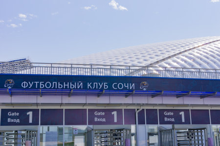 Sochi, Russia - September 07, 2019: Gates of the Olympc Stadium Fisht. Home Stadium of FC Sochiのeditorial素材