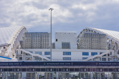 Sochi, Russia - September 07, 2019: Gates of the Olympc Stadium Fisht. Home Stadium of FC Sochiのeditorial素材