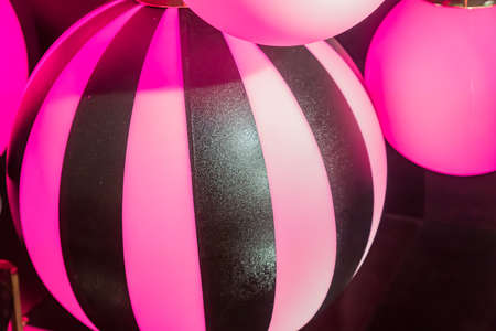 plenty pink lanterns in ball shape. Party decorationの写真素材